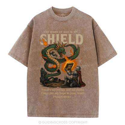 The Word Of God Is My Shield Christian Washed T-Shirt