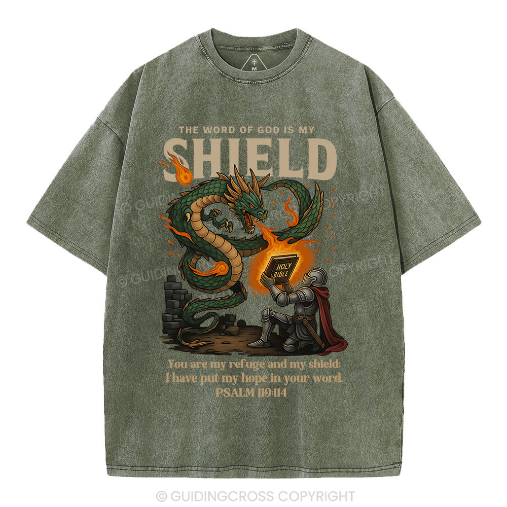 The Word Of God Is My Shield Christian Washed T-Shirt