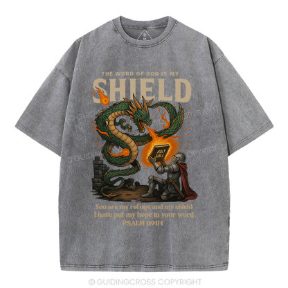The Word Of God Is My Shield Christian Washed T-Shirt