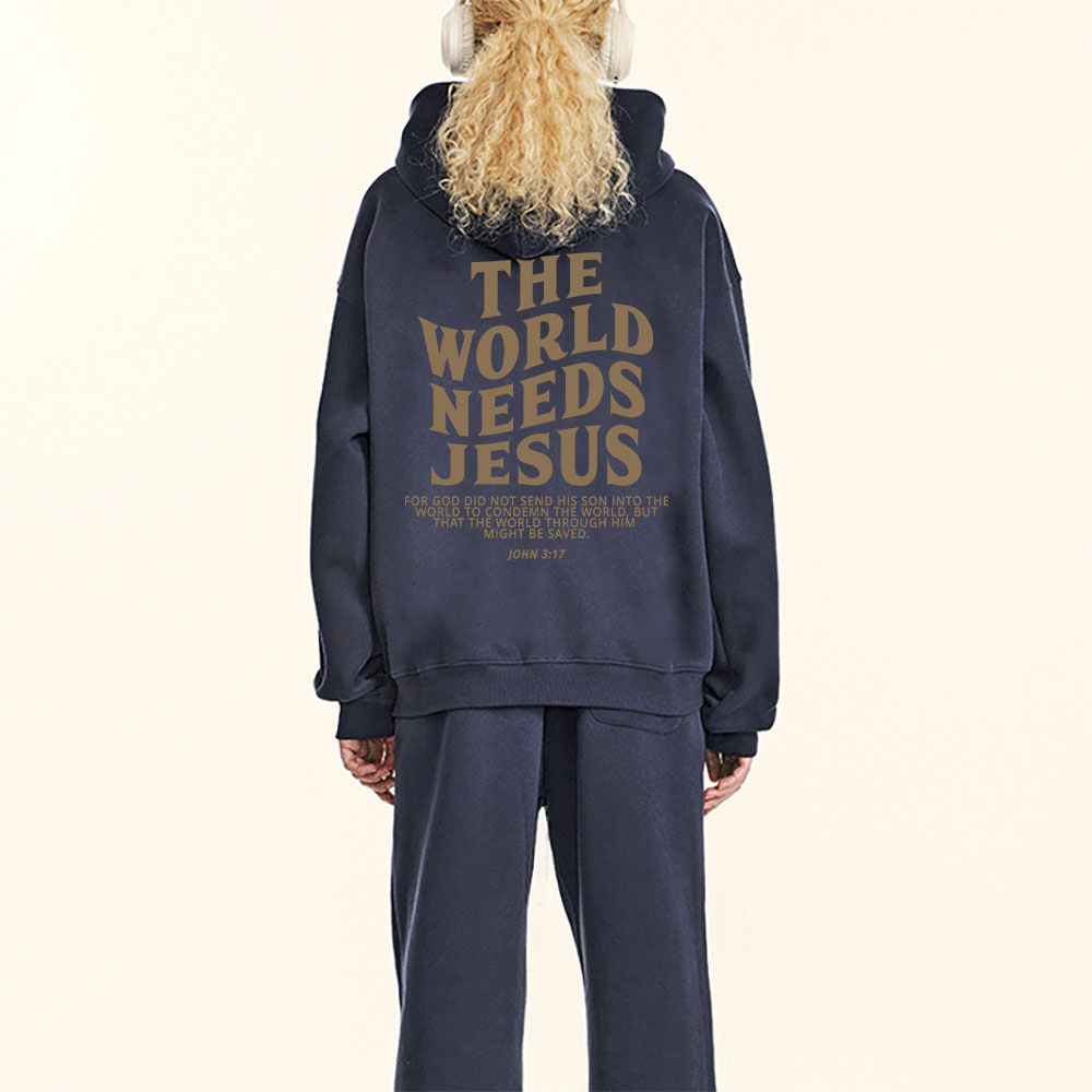The World Needs Jesus Christian Fleece Hoodie Set