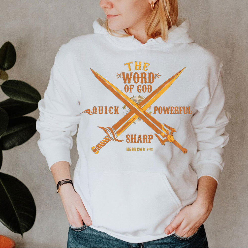 The World Of God Quick Powerful Shark Hebrews 4:12 Christian Hoodie