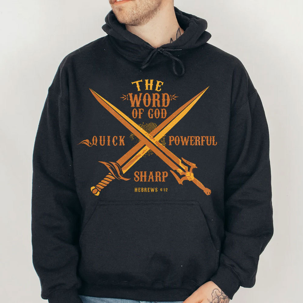 The World Of God Quick Powerful Shark Hebrews 4:12 Christian Hoodie