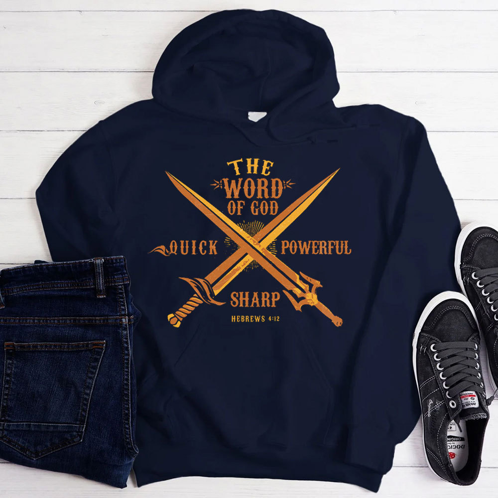 The World Of God Quick Powerful Shark Hebrews 4:12 Christian Hoodie