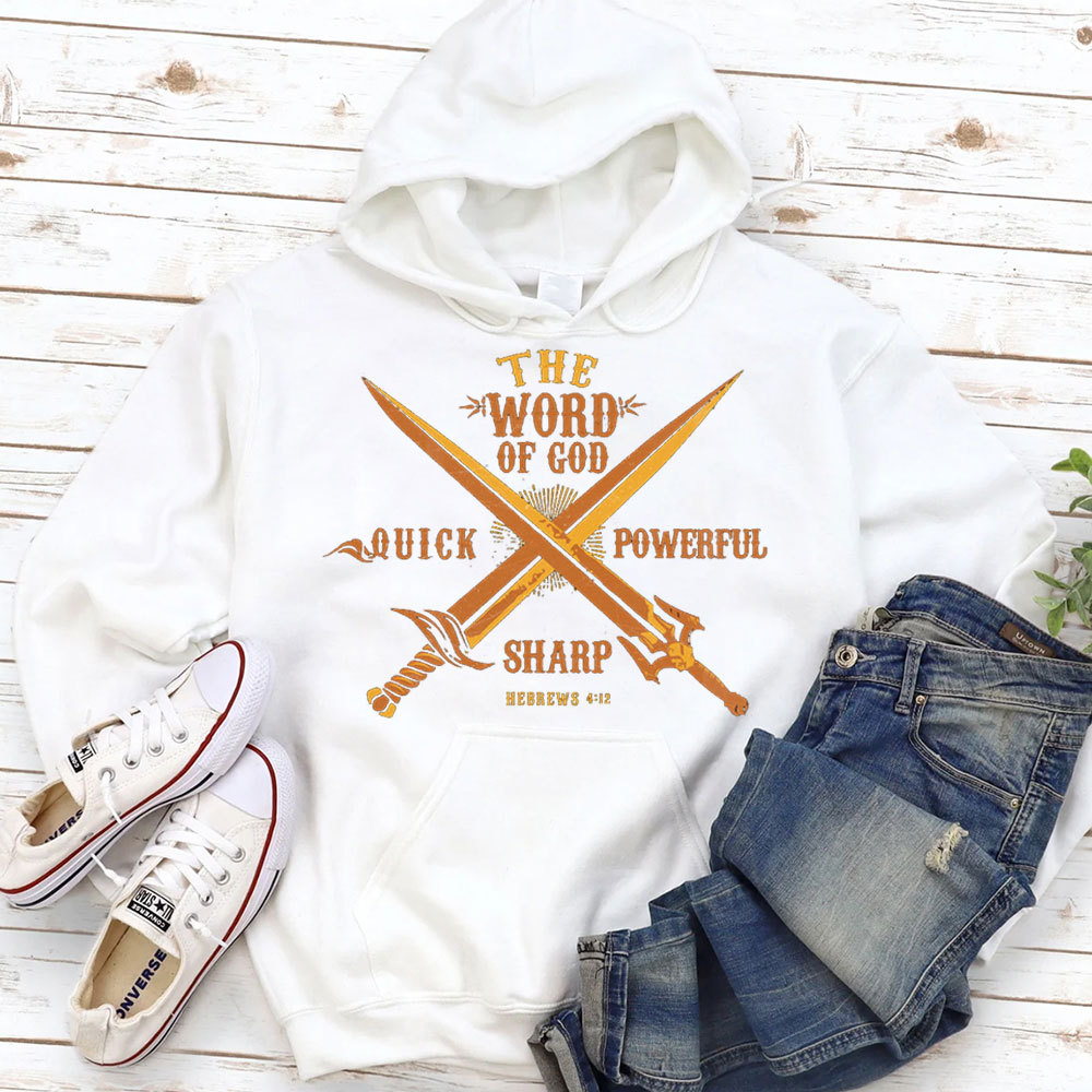 The World Of God Quick Powerful Shark Hebrews 4:12 Christian Hoodie