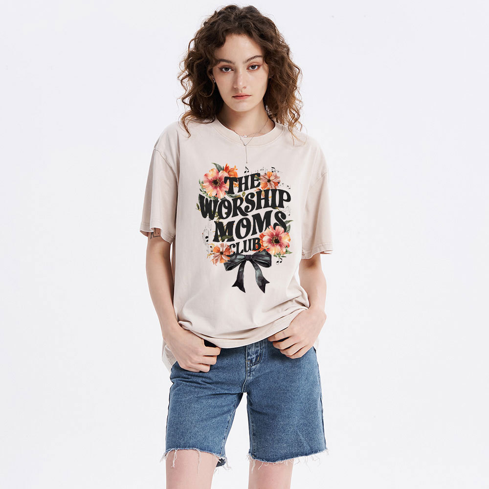 The Worship Moms Club Christian Washed T-Shirt