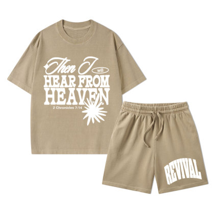 Then I Will Here From Heaven Christian Washed T-Shirt & Shorts