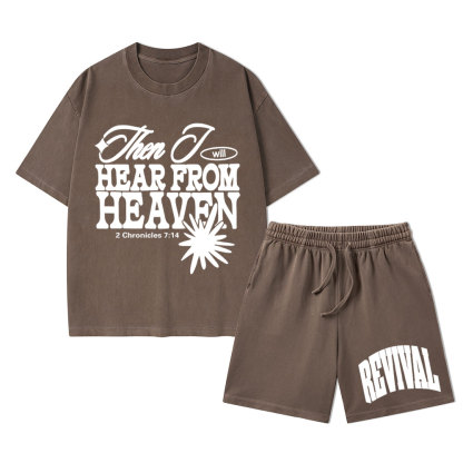 Then I Will Here From Heaven Christian Washed T-Shirt & Shorts