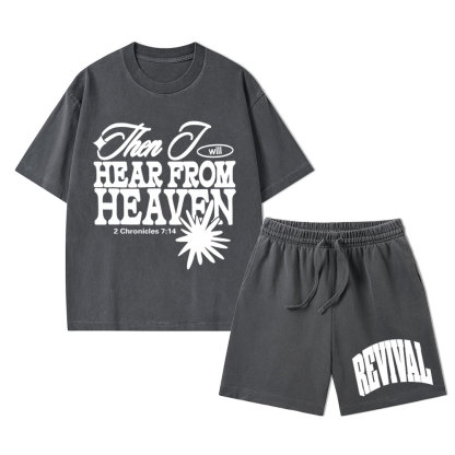 Then I Will Here From Heaven Christian Washed T-Shirt & Shorts
