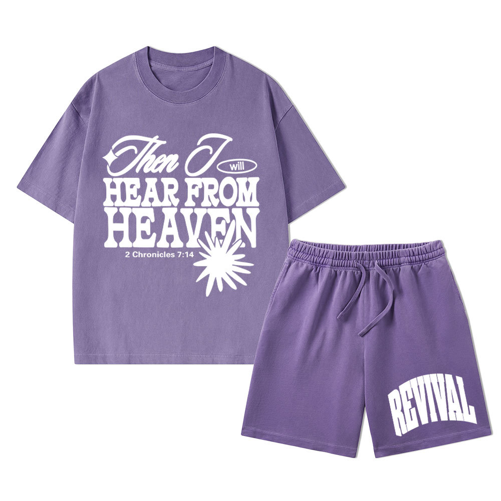 Then I Will Here From Heaven Christian Washed T-Shirt & Shorts
