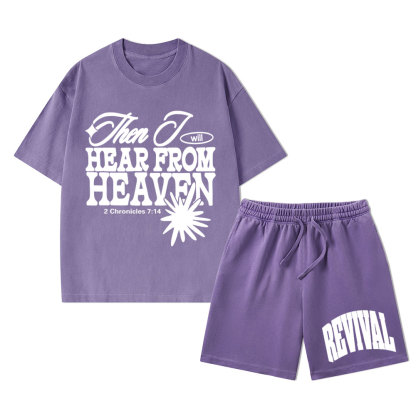 Then I Will Here From Heaven Christian Washed T-Shirt & Shorts