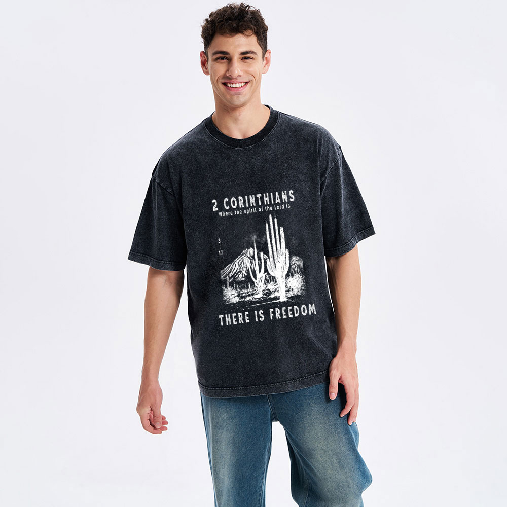 There Is Freedom Christian Washed T-Shirt