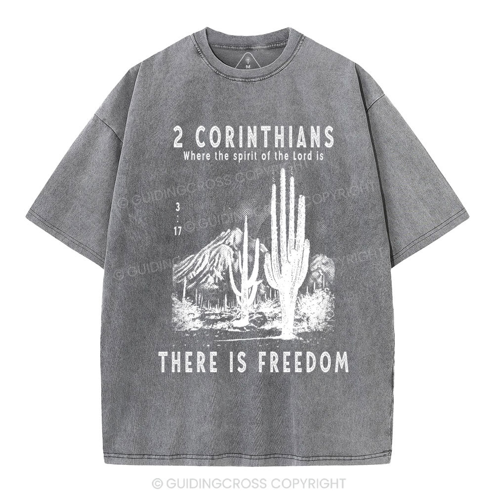 There Is Freedom Christian Washed T-Shirt