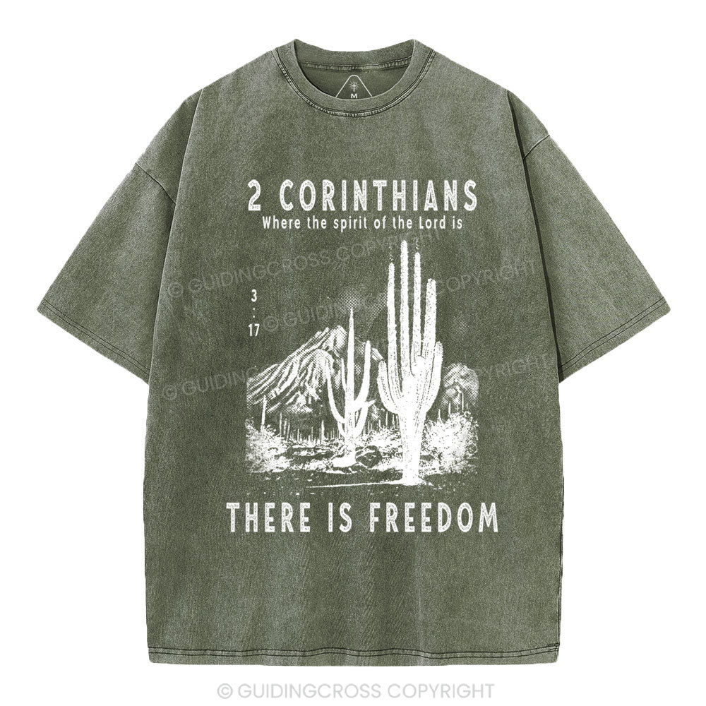 There Is Freedom Christian Washed T-Shirt