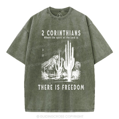 There Is Freedom Christian Washed T-Shirt