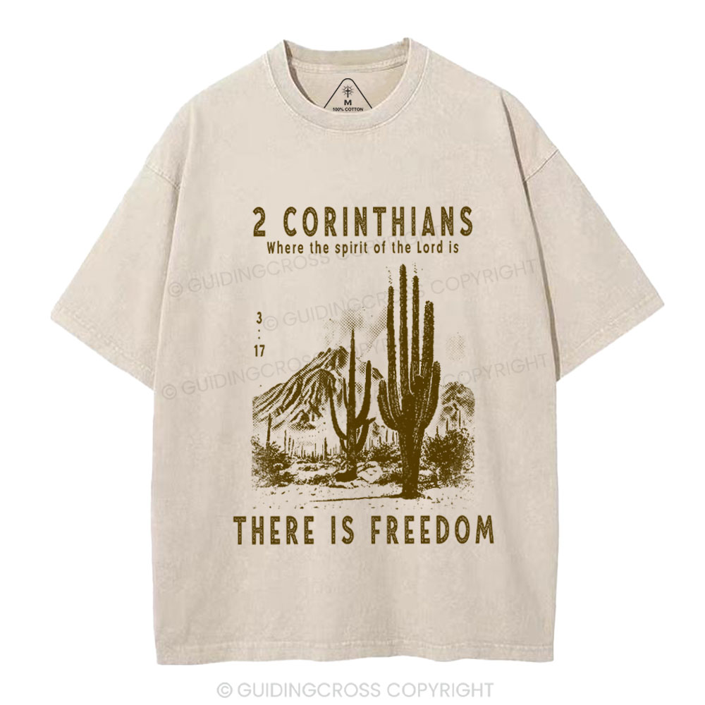 There Is Freedom Christian Washed T-Shirt