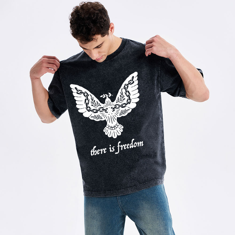 There Is Freedom Christian Washed T-Shirt