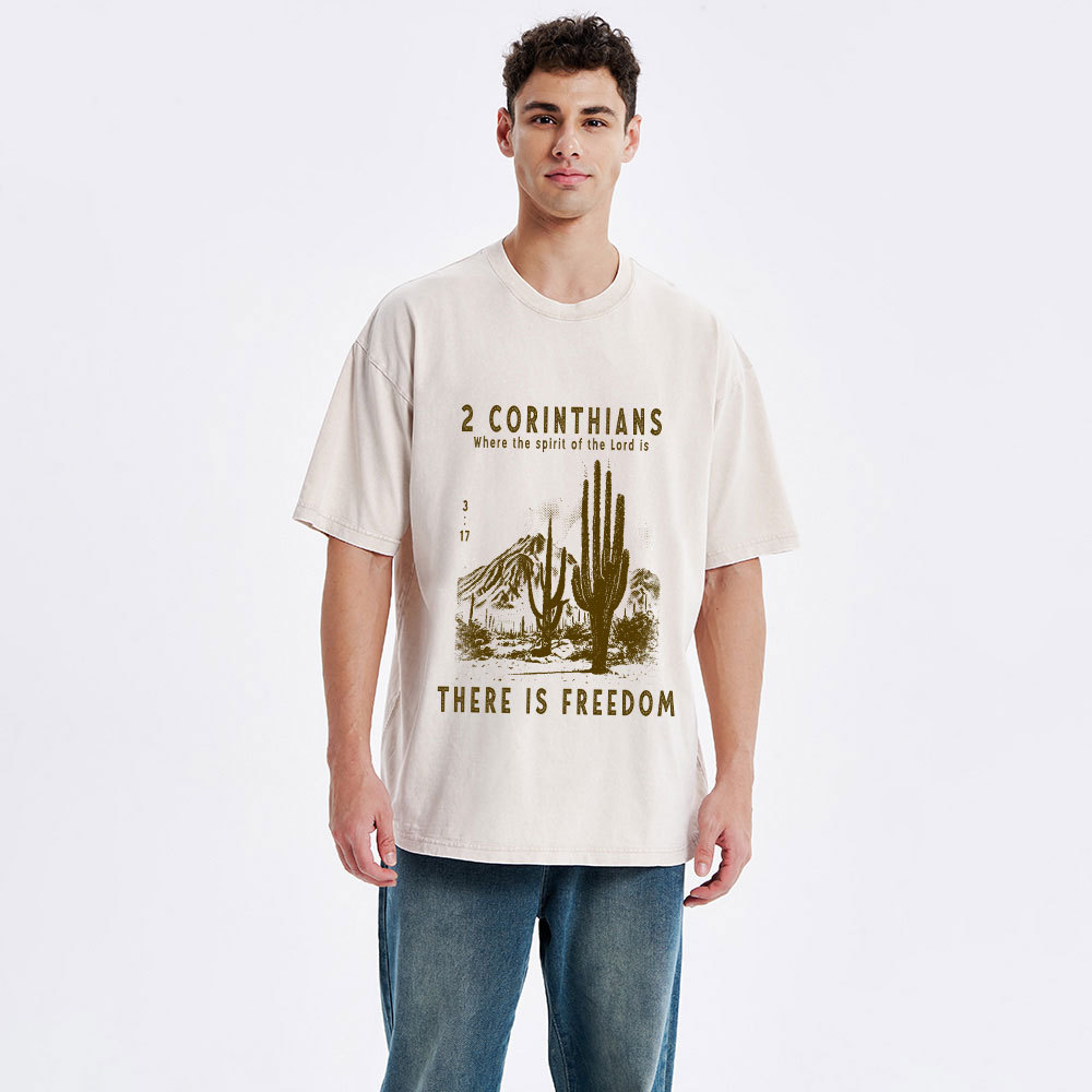 There Is Freedom Christian Washed T-Shirt