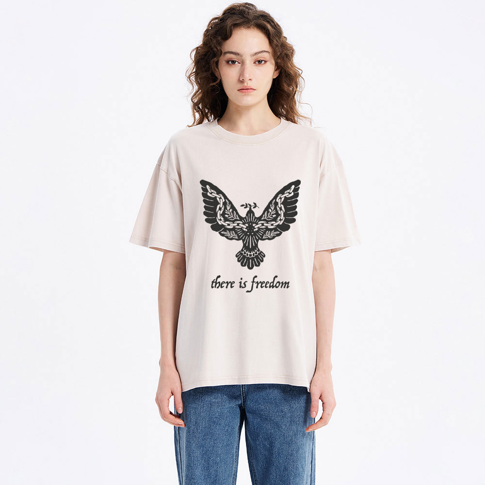 There Is Freedom Christian Washed T-Shirt
