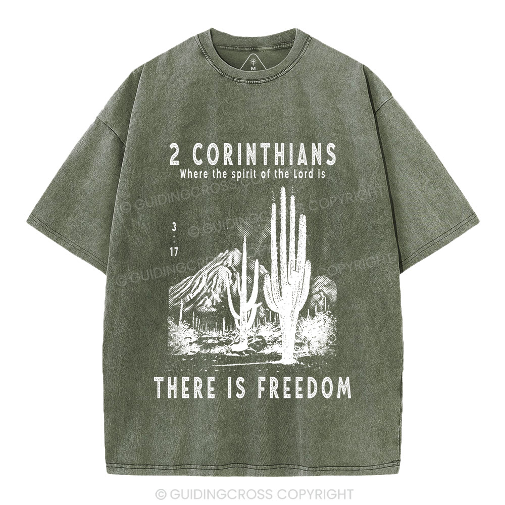 There Is Freedom Christian Washed T-Shirt