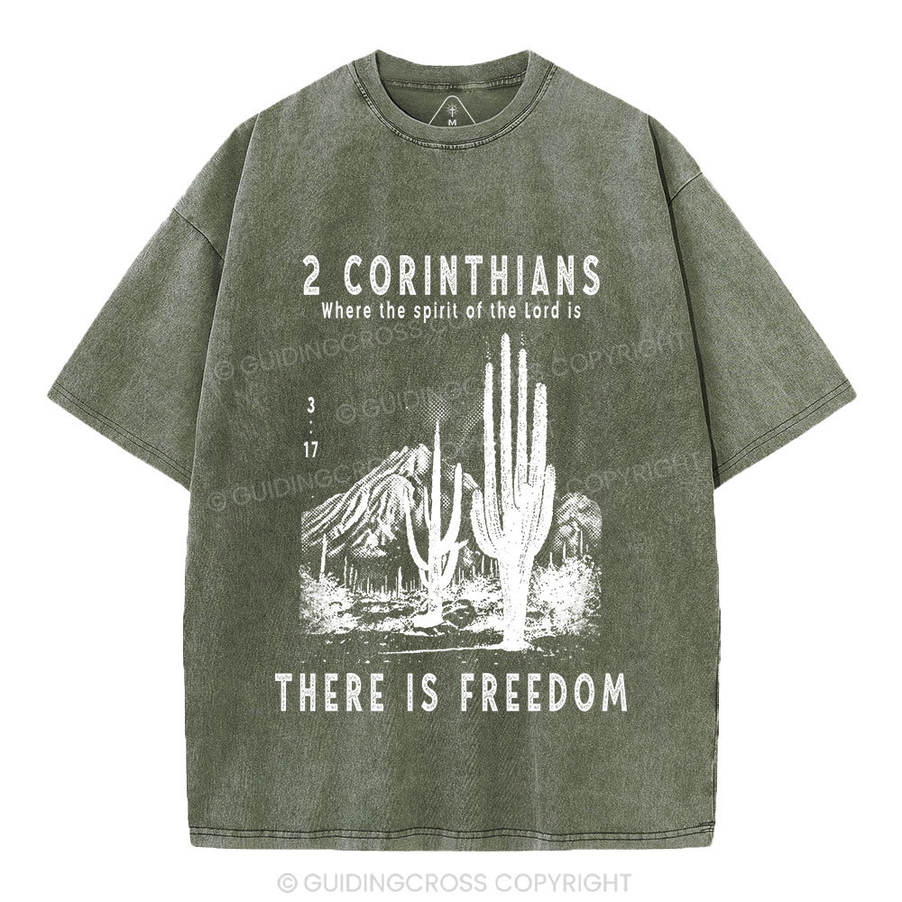 There Is Freedom Christian Washed T-Shirt