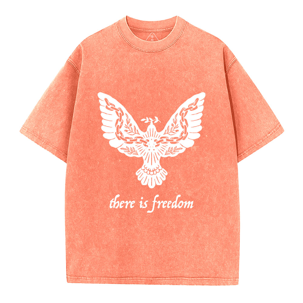 There Is Freedom Christian Washed T-Shirt
