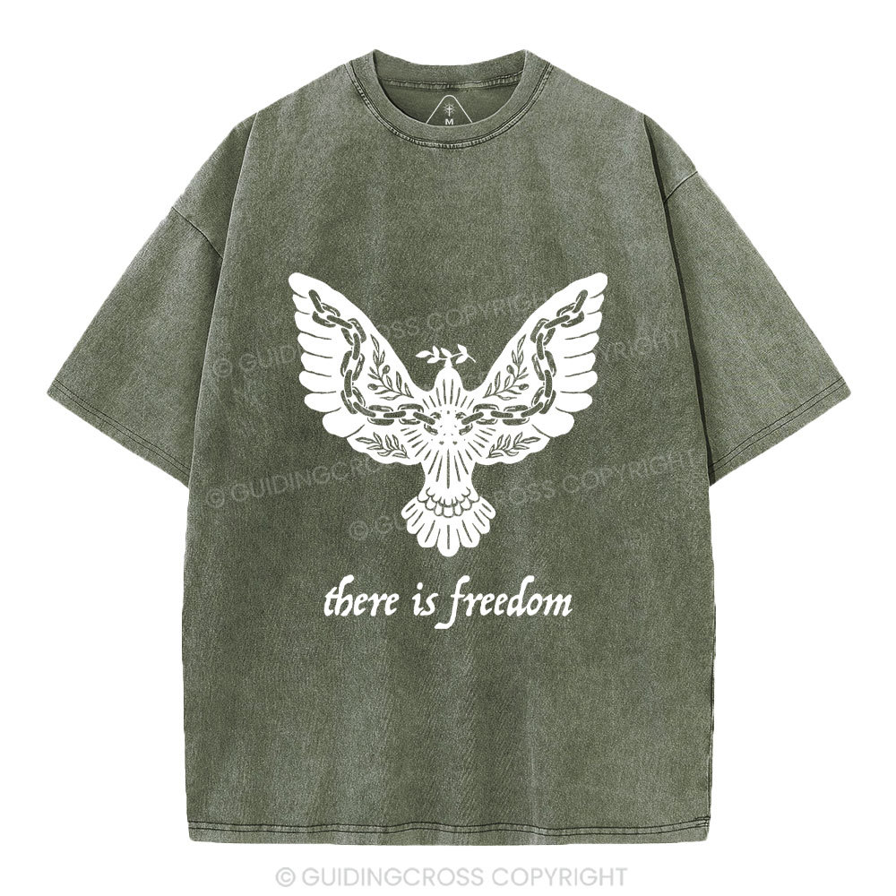There Is Freedom Christian Washed T-Shirt