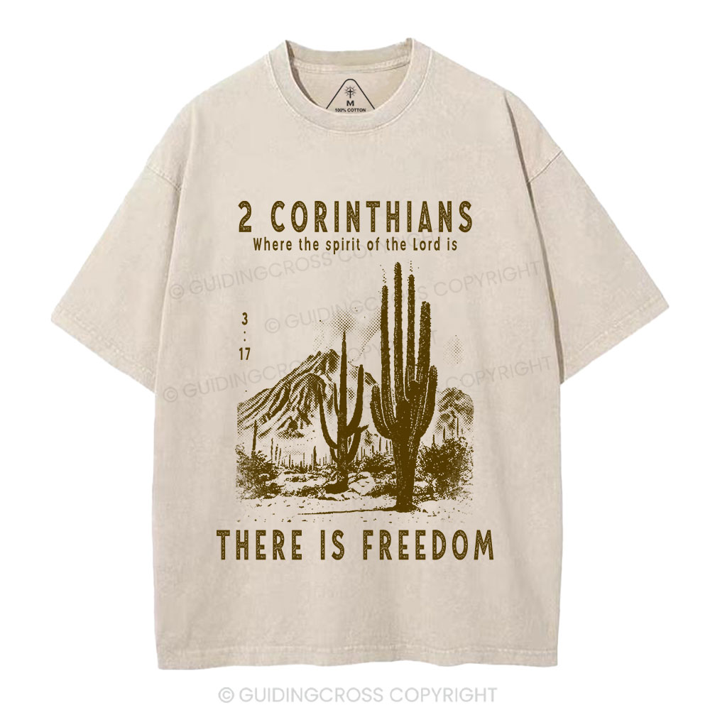 There Is Freedom Christian Washed T-Shirt