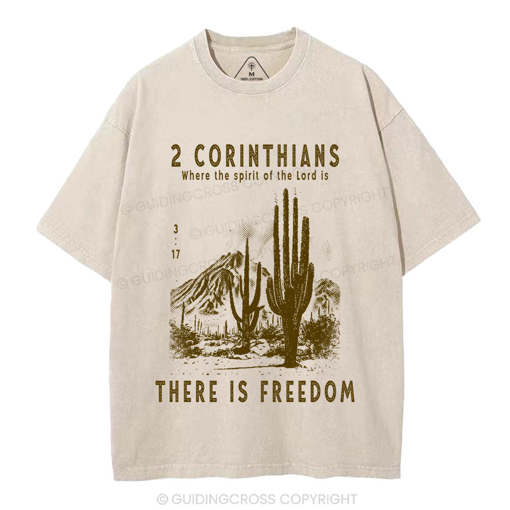 There Is Freedom Christian Washed T-Shirt