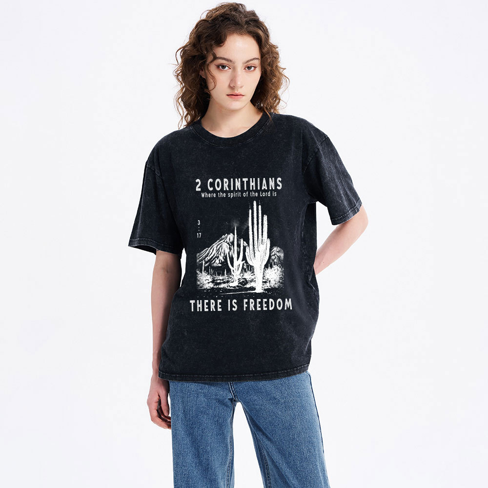 There Is Freedom Christian Washed T-Shirt