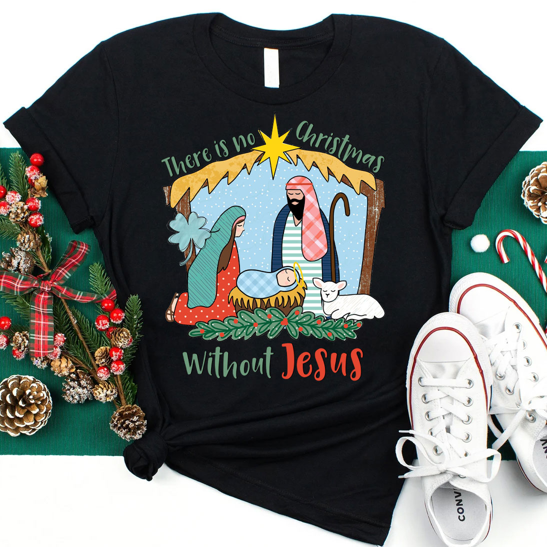 There Is No Christmas Without Jesus Christian T-Shirt
