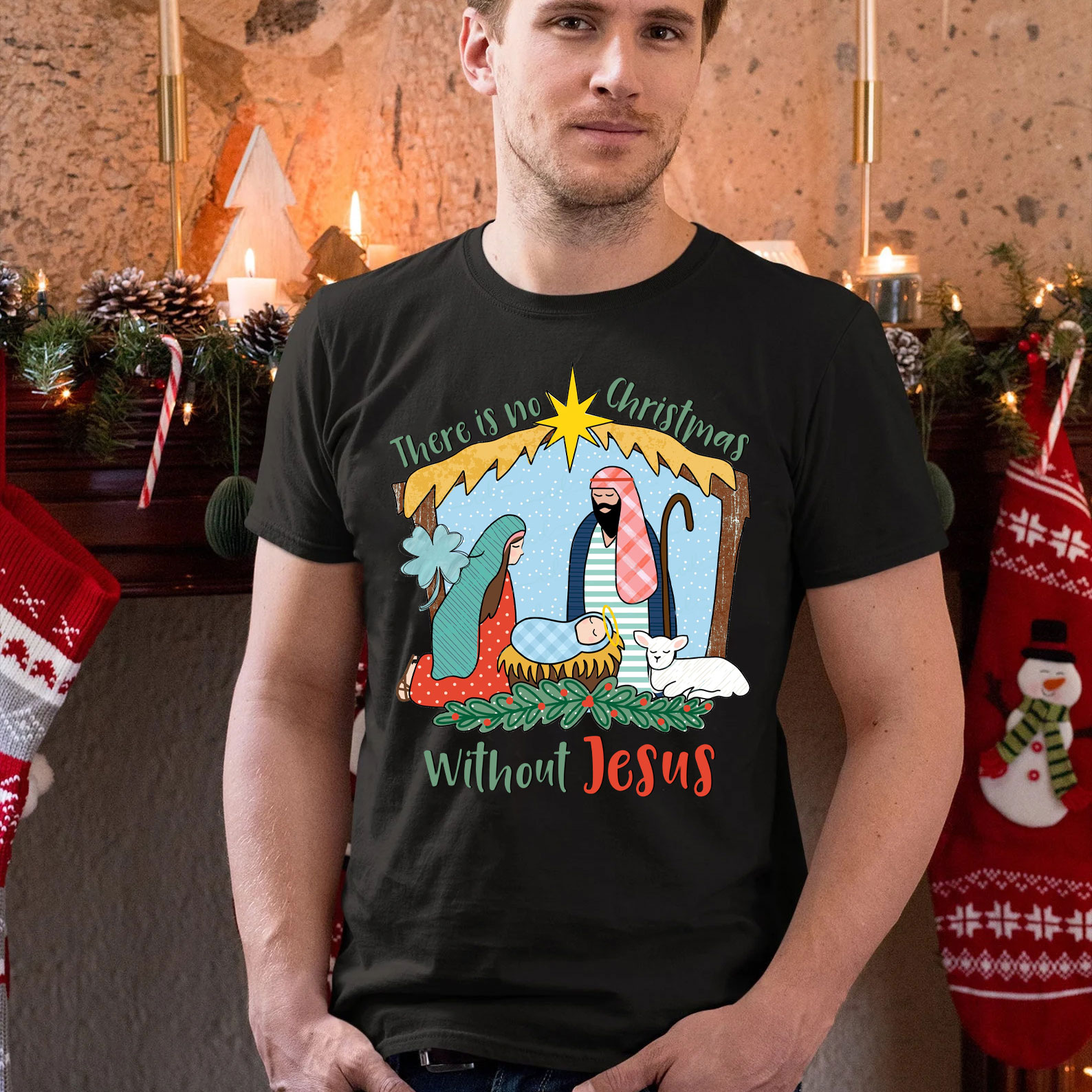 There Is No Christmas Without Jesus Christian T-Shirt