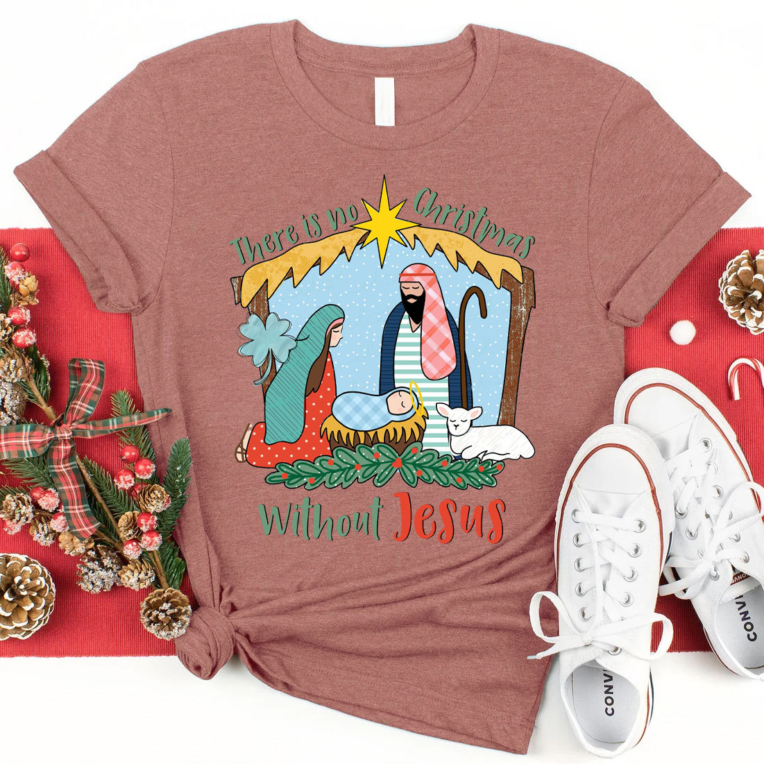 There Is No Christmas Without Jesus Christian T-Shirt