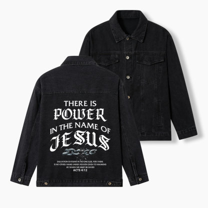 There Is Power In The Name Of Jesus Christian Denim Jacket