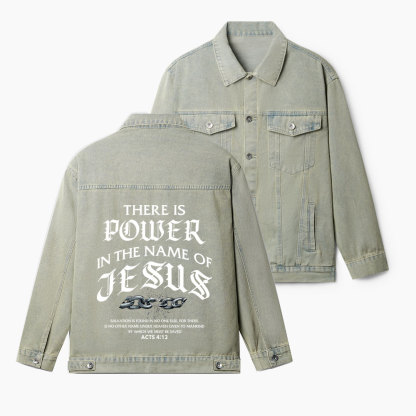 There Is Power In The Name Of Jesus Christian Denim Jacket