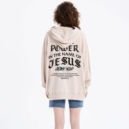 There Is Power In The Name Of Jesus Christian Washed Hoodie 