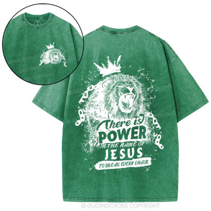 There Is Power In The Name Of Jesus Christian Washed T-Shirt