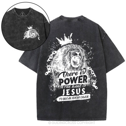 There Is Power In The Name Of Jesus Christian Washed T-Shirt
