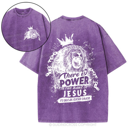 There Is Power In The Name Of Jesus Christian Washed T-Shirt