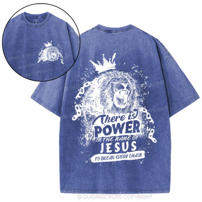 There Is Power In The Name Of Jesus Christian Washed T-Shirt
