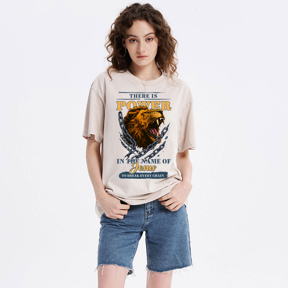 There-Is-Power-In-The-Name-Of-Jesus-Christian-Washed-T-Shirt
