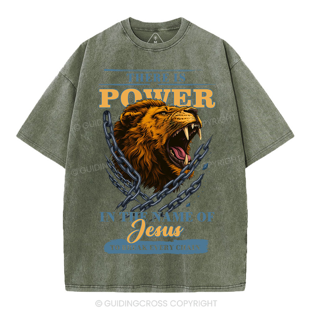 There-Is-Power-In-The-Name-Of-Jesus-Christian-Washed-T-Shirt