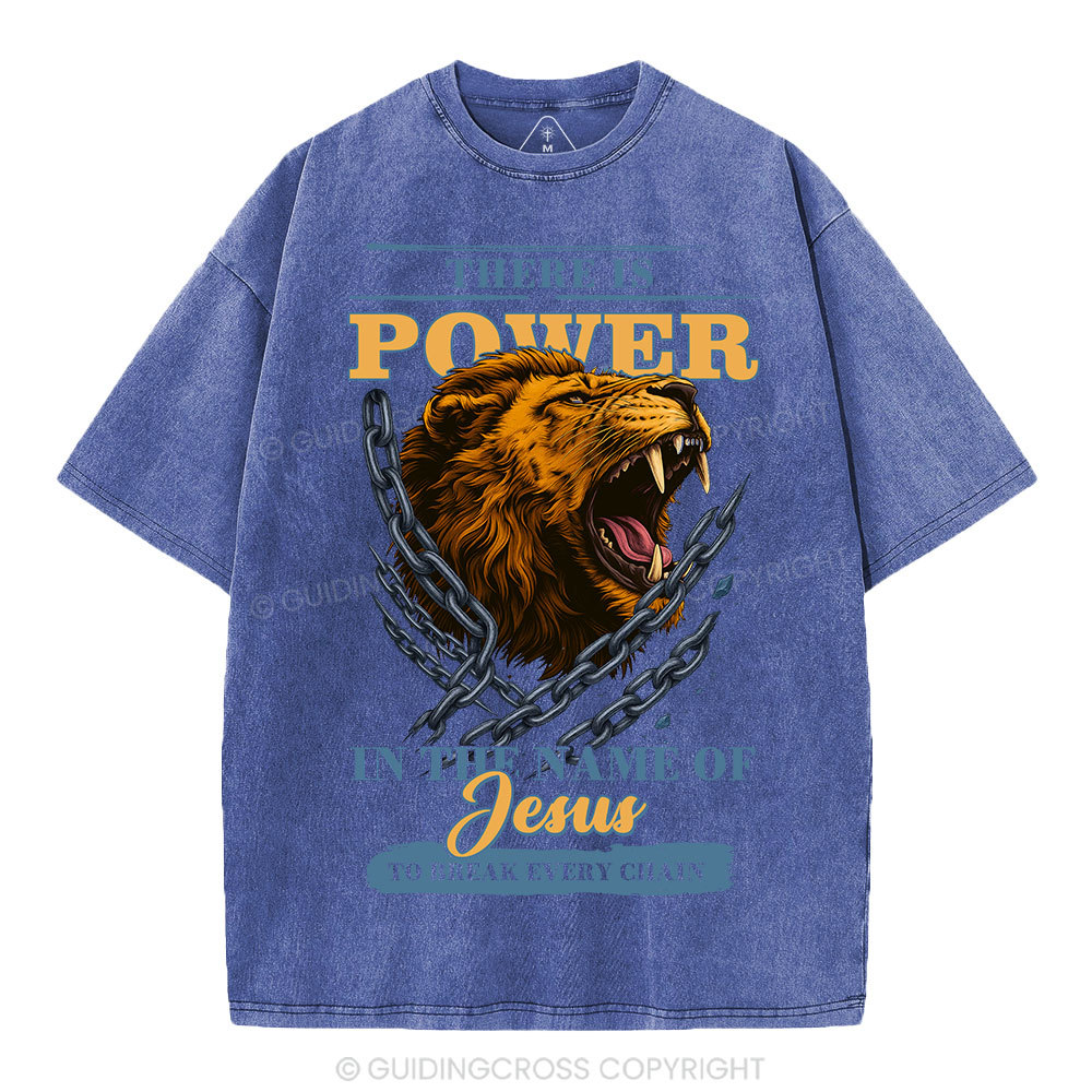 There-Is-Power-In-The-Name-Of-Jesus-Christian-Washed-T-Shirt