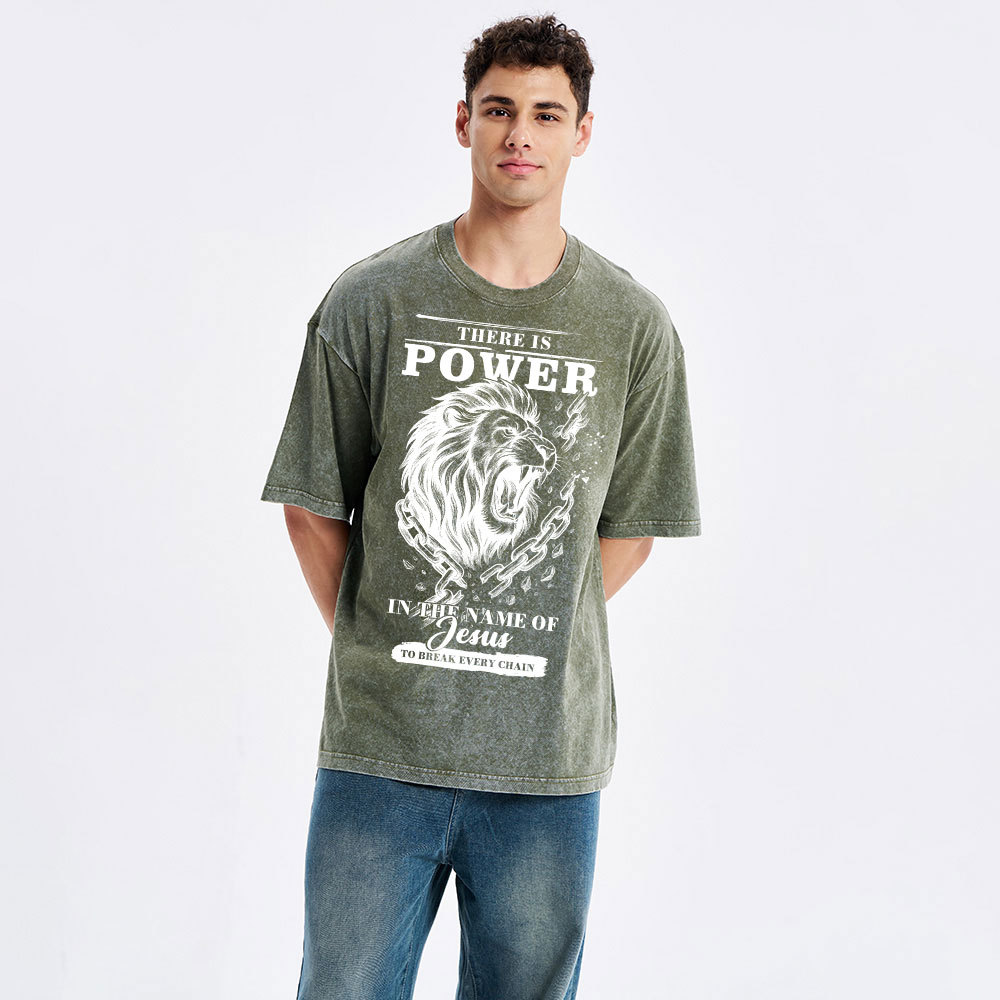 There-Is-Power-In-The-Name-Of-Jesus-Christian-Washed-T-Shirt