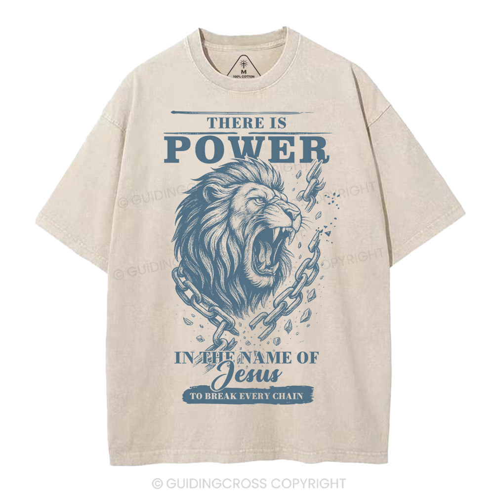 There-Is-Power-In-The-Name-Of-Jesus-Christian-Washed-T-Shirt