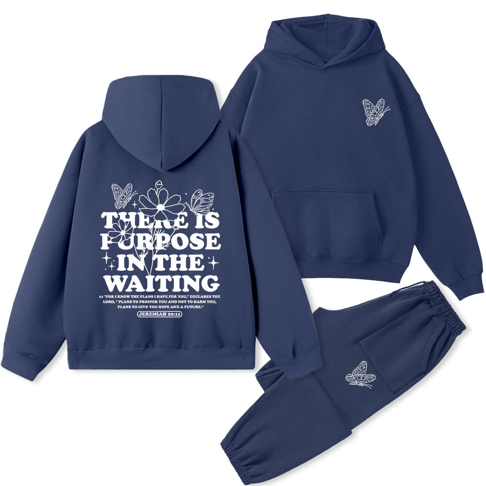 There Is Purpose In Waiting Christian Premium Fleece Hoodie Set