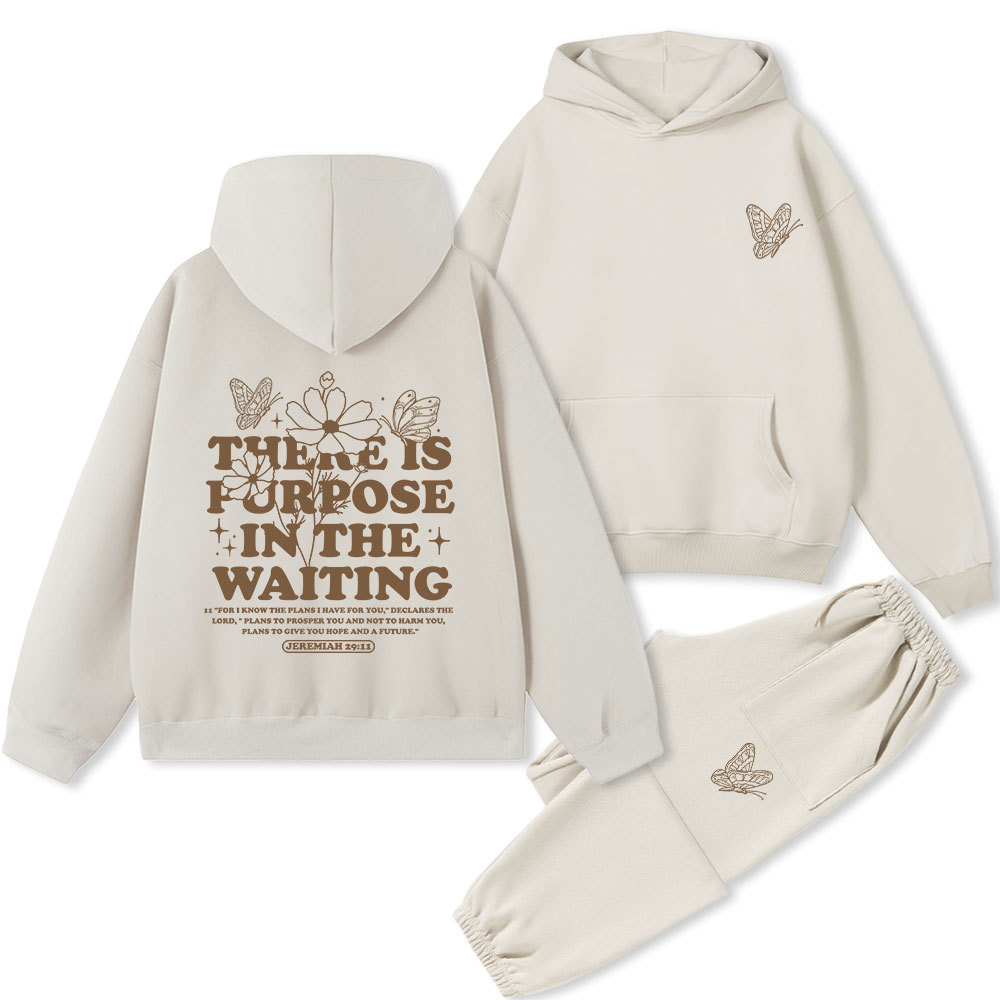 There Is Purpose In Waiting Christian Premium Fleece Hoodie Set