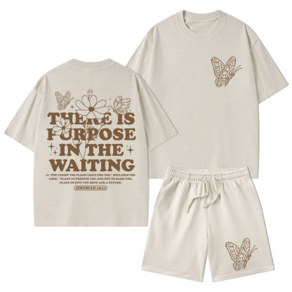 There Is Purpose In Waiting Christian Washed T-Shirt & Shorts