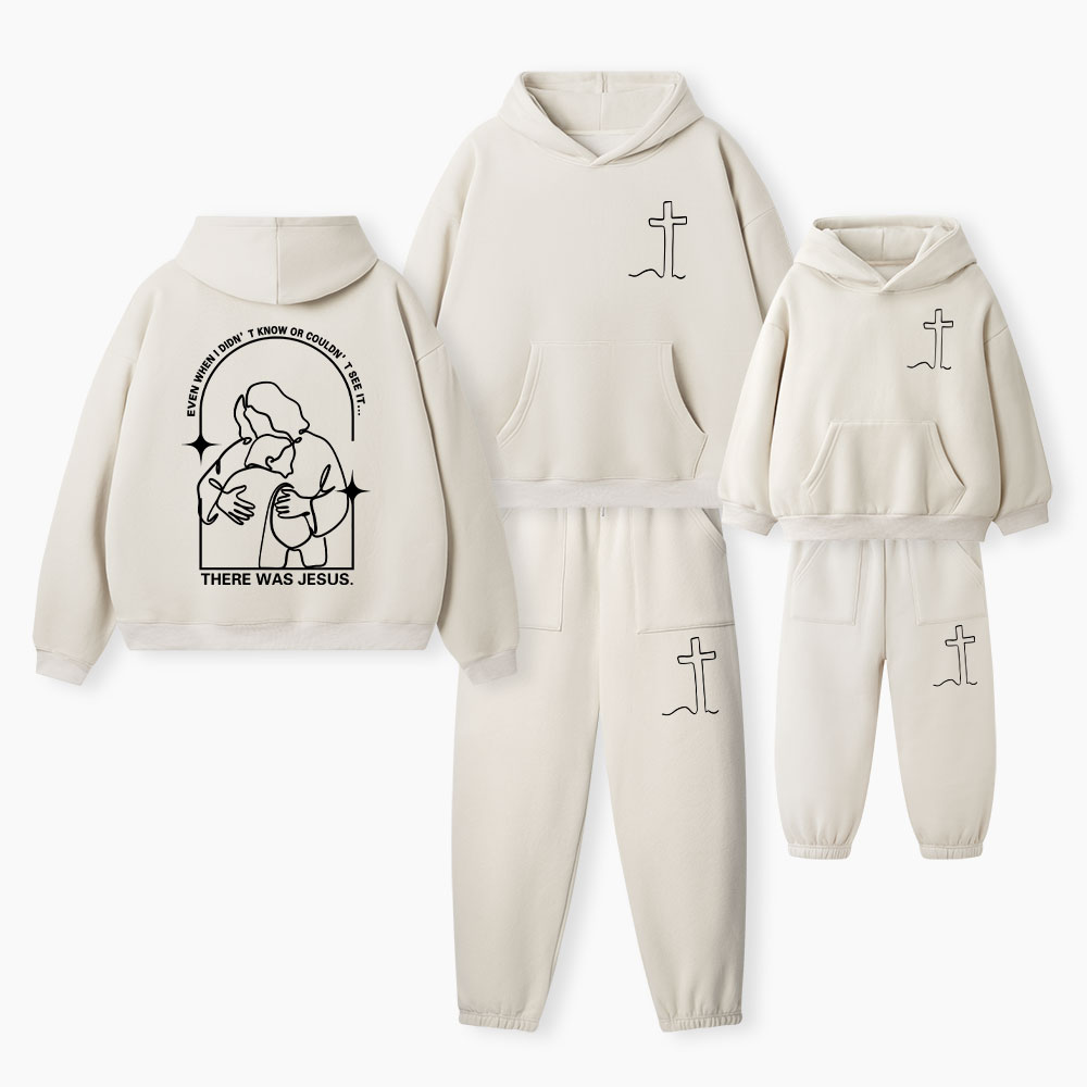 There Was Jesus Christian Premium Matching Fleece Hoodie Set