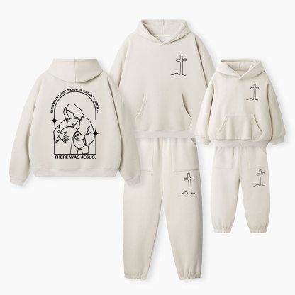 There Was Jesus Christian Premium Matching Fleece Hoodie Set
