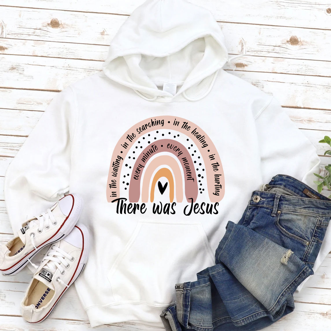 There Was Jesus Rainbow Christian Hoodie There Was Jesus Rainbow Christian Hoodie